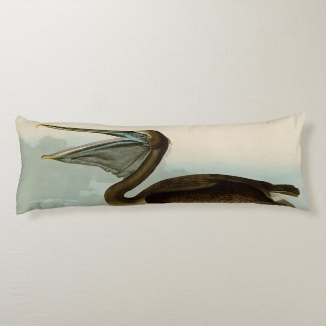 John James Audubon Brown Pelican Artwork Painting Body Cushion (Back)