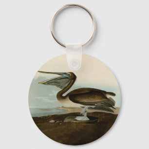 John James Audubon Brown Pelican Artwork Painting Key Ring