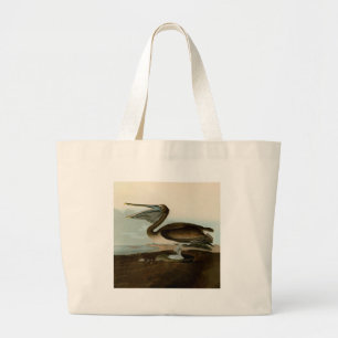 John James Audubon Brown Pelican Artwork Painting Large Tote Bag