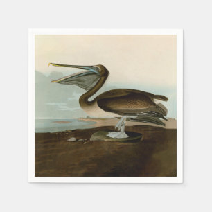 John James Audubon Brown Pelican Artwork Painting Napkin