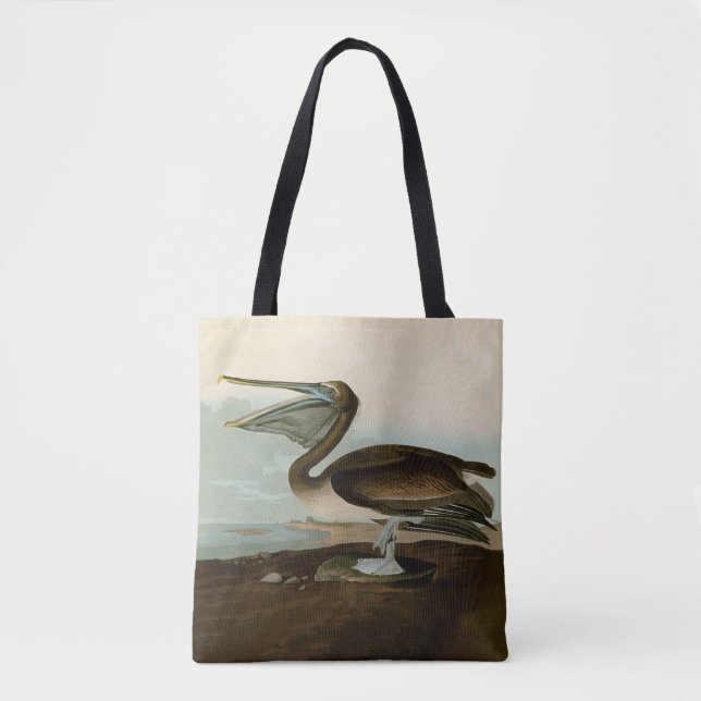 John James Audubon Brown Pelican Artwork Painting Tote Bag (Front)