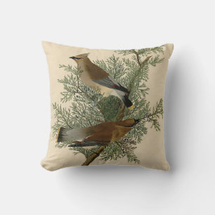 John James Audubon Cedar Waxwing Bird Print Cushion