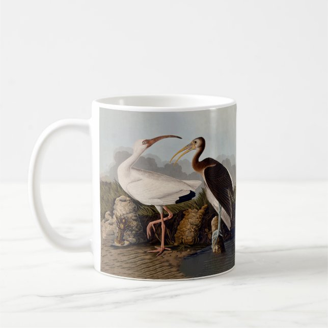 John James Audubon White Ibis Bird Print Classic Coffee Mug (Left)