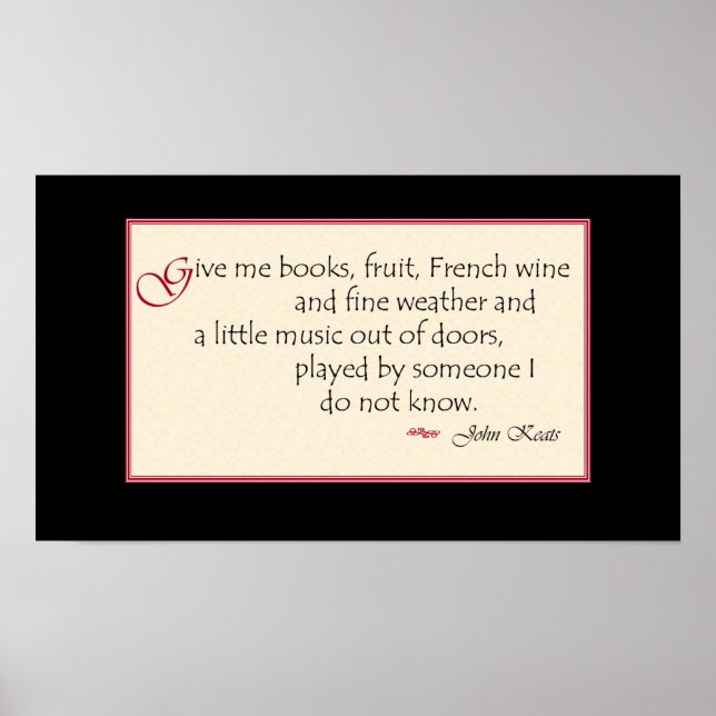 John Keats book quote poster (Front)