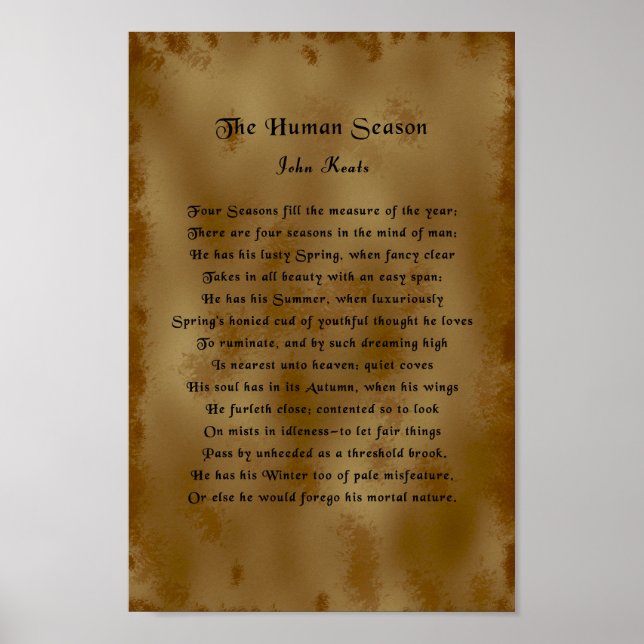 John Keats, The Human Season Poster (Front)