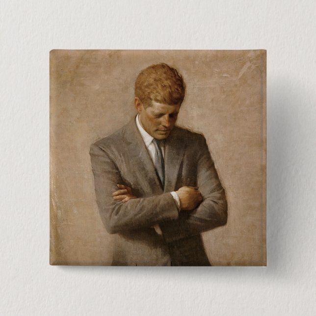 John Kennedy US Presidential White House Portrait  15 Cm Square Badge (Front)
