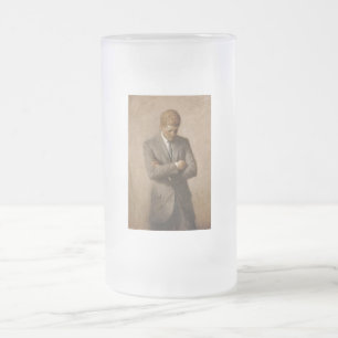 John Kennedy US Presidential White House Portrait  Frosted Glass Beer Mug