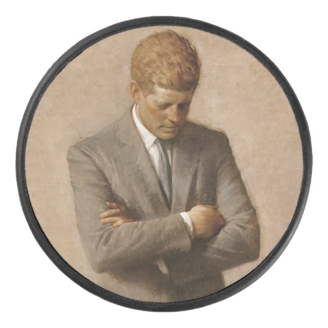 John Kennedy US Presidential White House Portrait  Hockey Puck (Front)