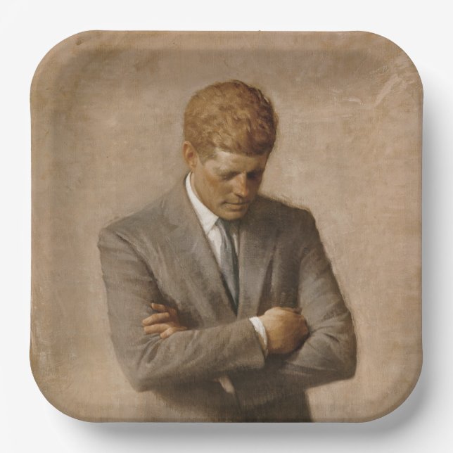 John Kennedy US Presidential White House Portrait  Paper Plate (Front)