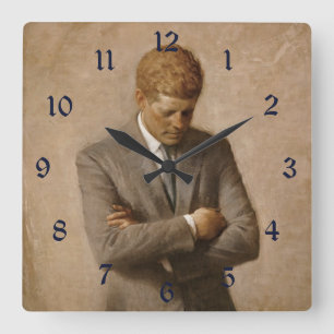 John Kennedy US Presidential White House Portrait  Square Wall Clock