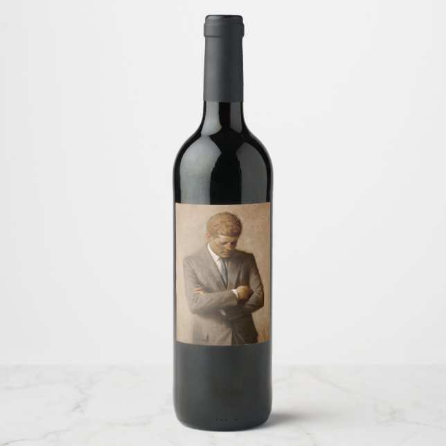 John Kennedy US Presidential White House Portrait  Wine Label (Front)