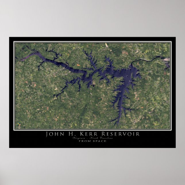 John Kerr Lake Virginia - North Carolina Satellite Poster (Front)