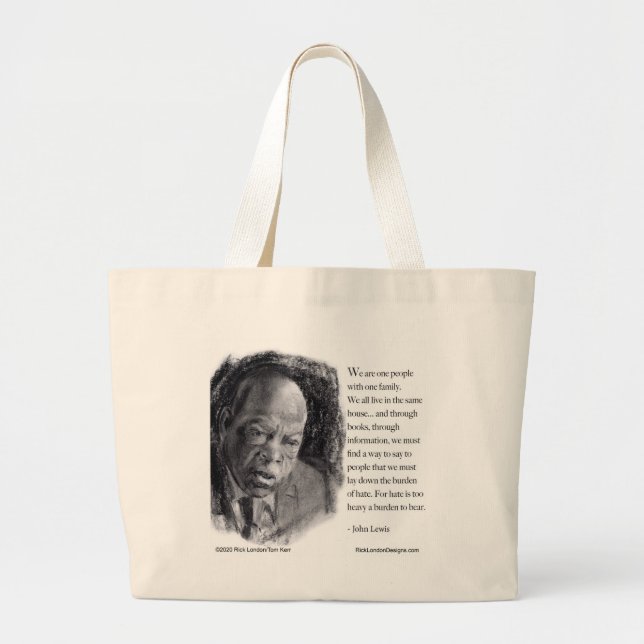 John Lewis & Quote Beautiful Portrait  Large Tote Bag (Front)