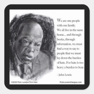 John Lewis & Quote Beautiful Portrait Square Sticker