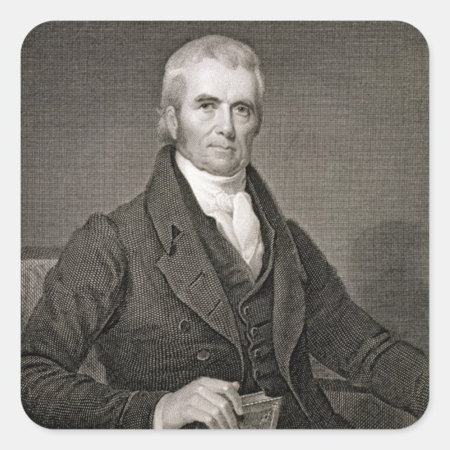 John Marshall (1755-1835), engraved by Asher Brown Square Sticker (Front)