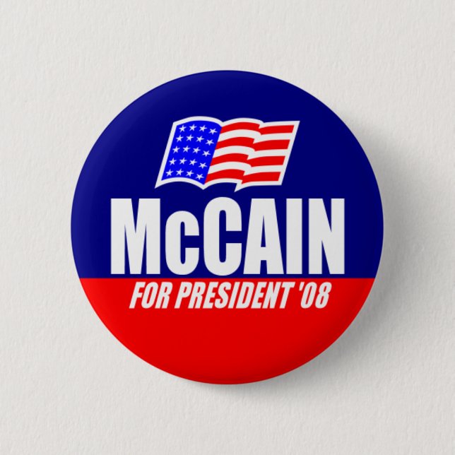 John McCain for President 08 Button (Front)