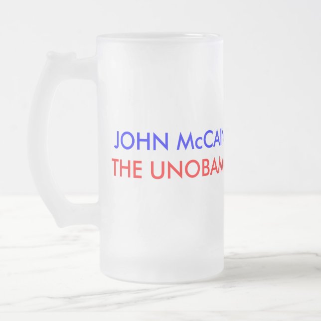 JOHN McCAIN: THE UNOBAMA Frosted Glass Beer Mug (Left)