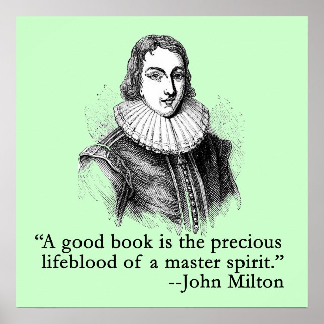John Milton Portrait and Quote Poster (Front)