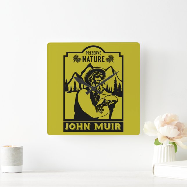 John Muir Day Square Wall Clock (Home)