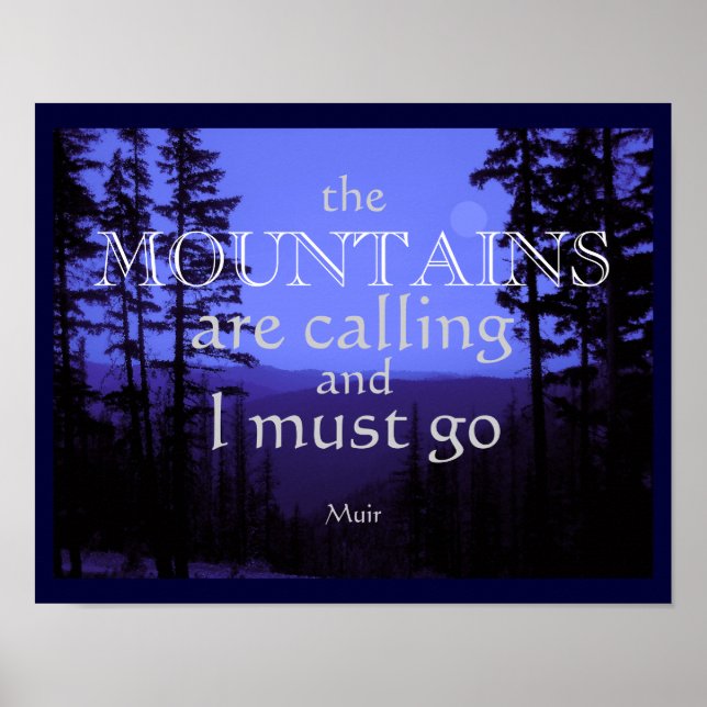 John Muir quote poster The Mountains Are Calling (Front)