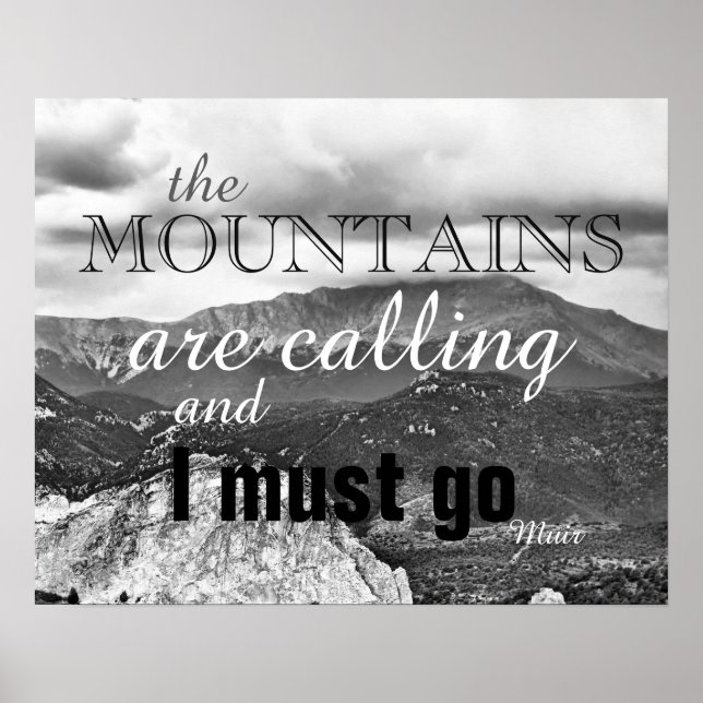 John Muir quote poster the mountains are calling (Front)