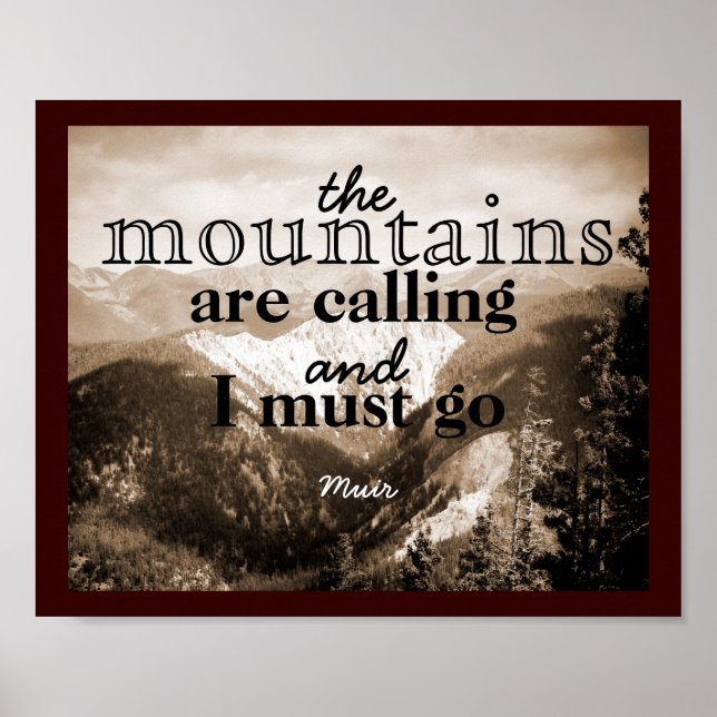John Muir quote poster The Mountains Art Calling (Front)