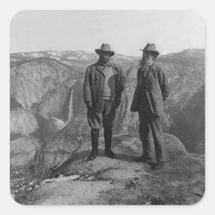 John Muir Teddy Roosevelt Yosemite National Park Square Sticker