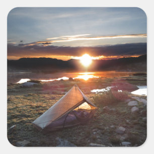 John Muir Trail Camp Sunrise - Sierra Nevada Mount Square Sticker
