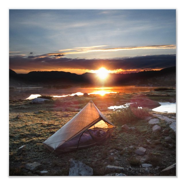 John Muir Trail Camp Sunrise - Sierra Nevada Photo Print (Front)