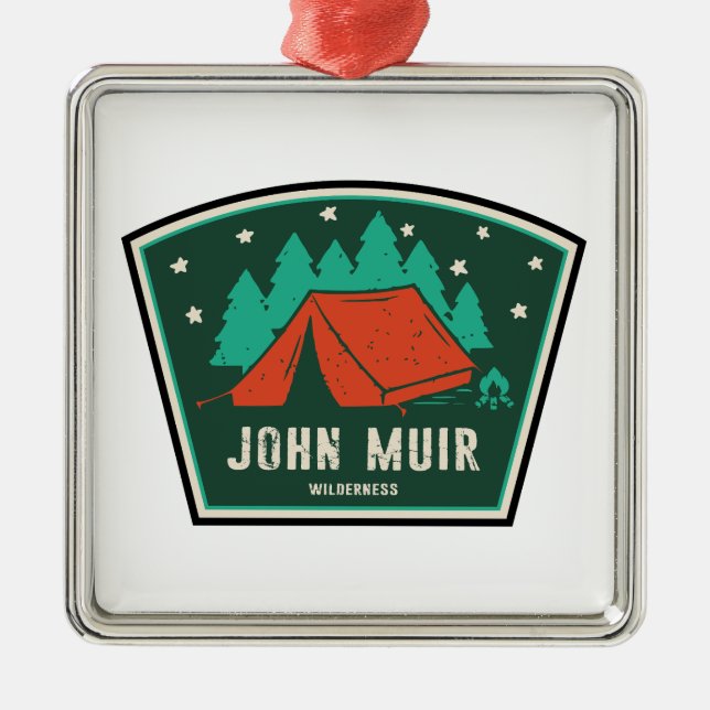 John Muir Wilderness California Camping Metal Tree Decoration (Front)