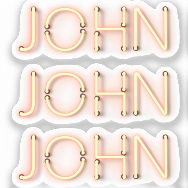 John Name in Glowing Neon Lights Classic Round Sti (Front)