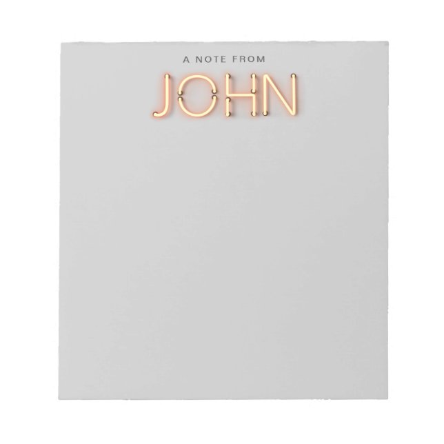 John Name in Glowing Neon Lights Notepad (Front)