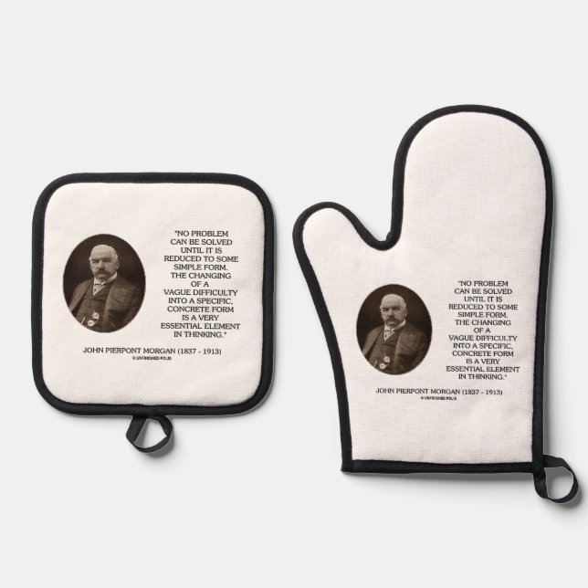 John Pierpont Morgan No Problem Can Be Solved Oven Mitt & Pot Holder Set (Front)