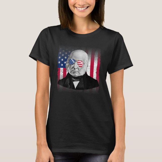 John Quincy Adams Patriotic American Flag 4th of J T-Shirt (Front)