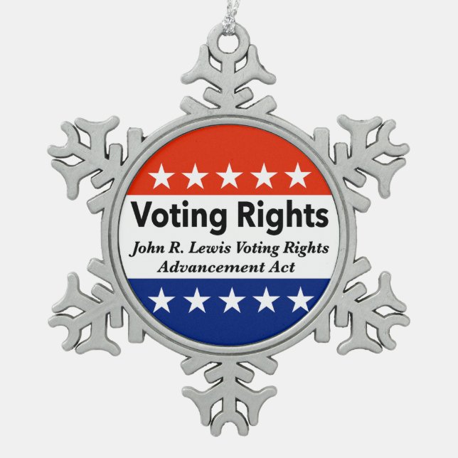 John R. Lewis Voting Rights Advancement Act Snowflake Pewter Christmas Ornament (Front)