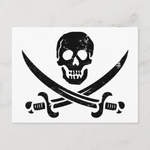 John Rackham (Calico Jack) Pirate Flag Jolly Roger Postcard