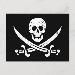 John Rackham (Calico Jack) Pirate Flag Jolly Roger Postcard