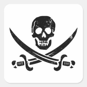 John Rackham (Calico Jack) Pirate Flag Jolly Roger Square Sticker