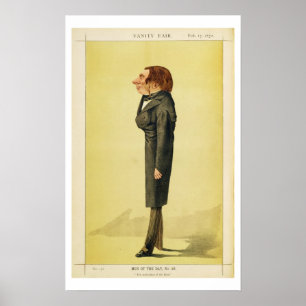 John Ruskin (1819-1900), caricature by Cecioni fro Poster