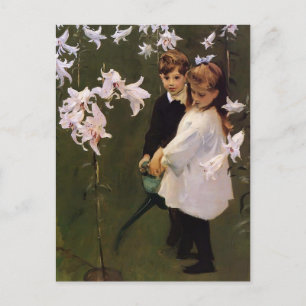 John Sargent- Garden Study of the Vickers Children Postcard
