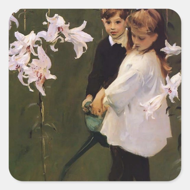 John Sargent- Garden Study of the Vickers Children Square Sticker (Front)