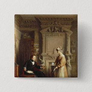 John Sheepshanks and his maid 15 Cm Square Badge