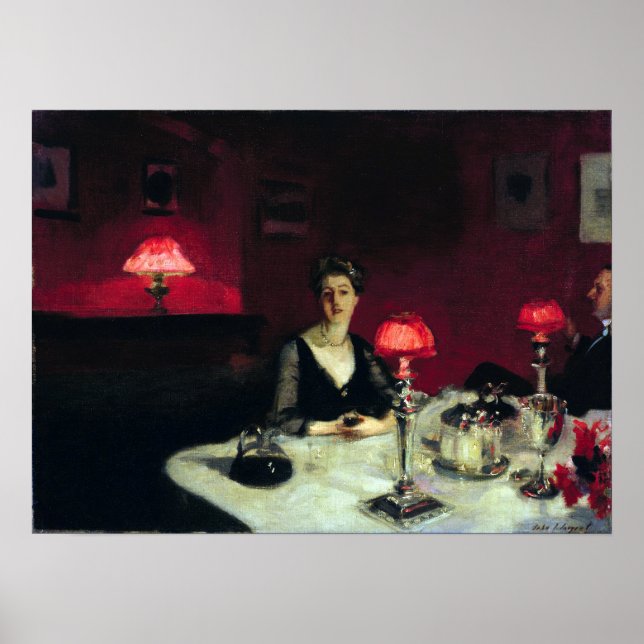 John Singer Sargent A Dinner Table at Night Poster (Front)