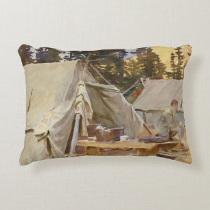 John Singer Sargent - Camp at Lake O'Hara Decorative Cushion