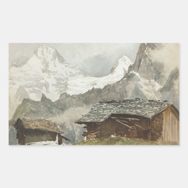 John Singer Sargent - Chalets, Breithorn, Murren Rectangular Sticker (Front)