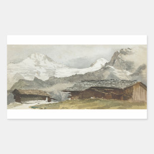 John Singer Sargent - Chalets, Breithorn, Murren Rectangular Sticker