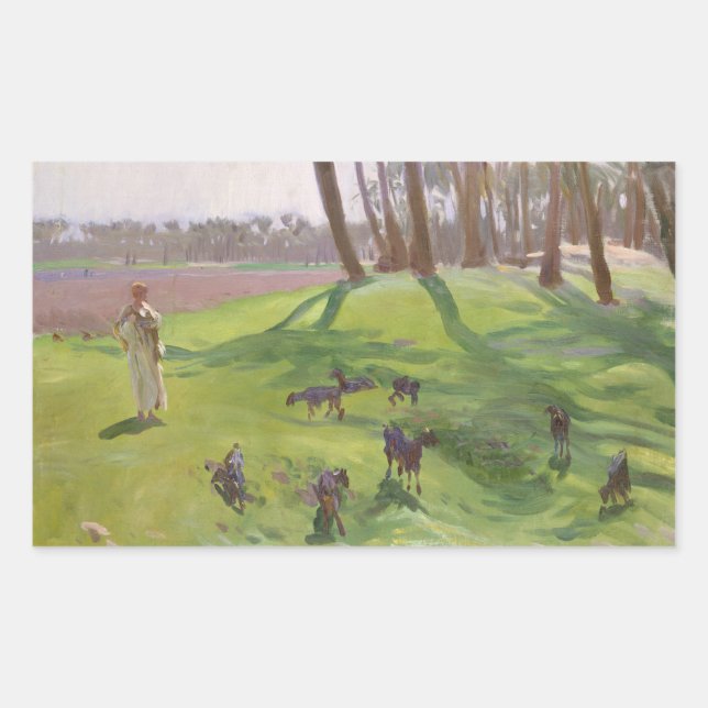 John Singer Sargent - Landscape with Goatherd Rectangular Sticker (Front)