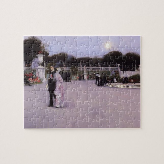 John Singer Sargent-Luxembourg Gardens at Twilight Jigsaw Puzzle (Horizontal)