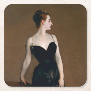 John Singer Sargent Madame X Portrait Moody Square Paper Coaster