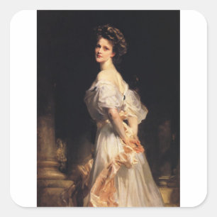 John Singer Sargent - Nancy Astor - Fine Art Square Sticker